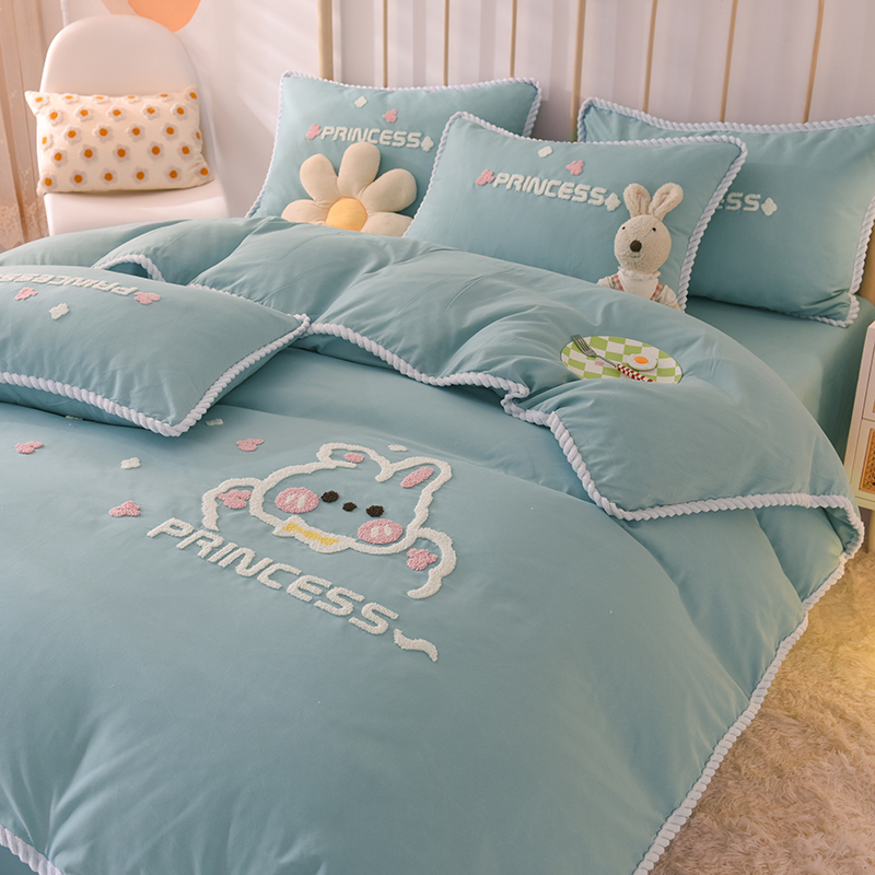 夏季被套三件套纯棉被罩双人夏天被单床品套件单人床被面单个宿舍