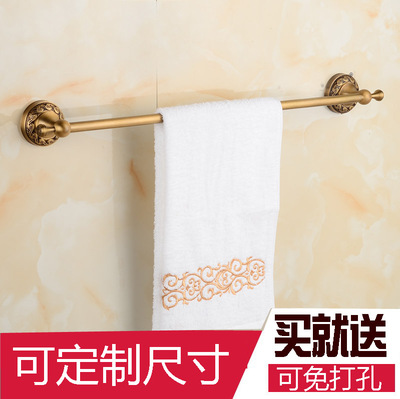 免打孔挂毛巾架单杆仿古铜浴室卫生间毛巾杆单层粘贴4080加长定制