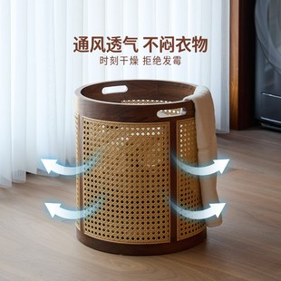 藤编洗衣脏衣篓家用高颜值轻奢浴室日式 梵瀚 实木脏衣篮收纳筐