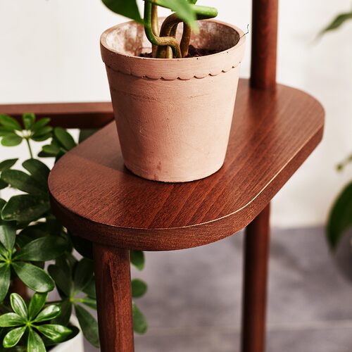 电视机旁边花架室内实木多层简约花盆架落地阳台客厅原木置物架