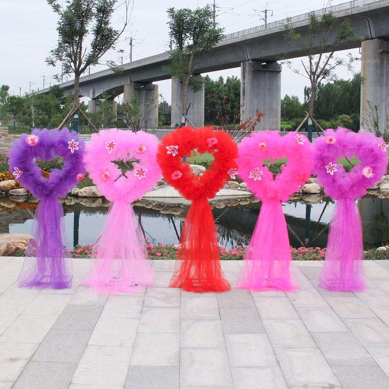 新款心形成品路引爱心路引可升降路引架子雪纱路引绢花拱门