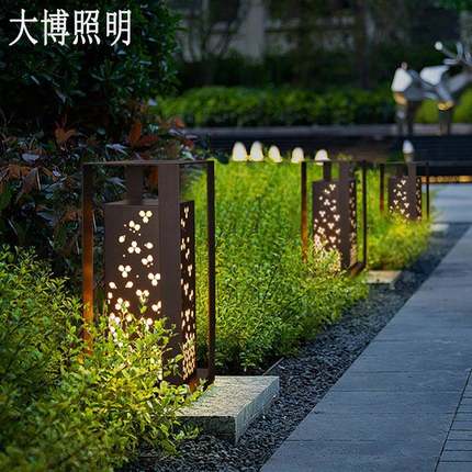 中式柱头灯古典花韵落地式特色围墙灯小区花园别墅LED草坪灯