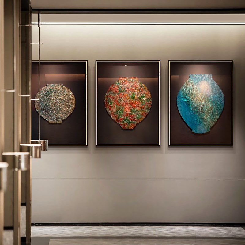 新中式酒店餐厅包厢挂画别墅客厅贝壳璀璨星河实物立体组合装饰画图片