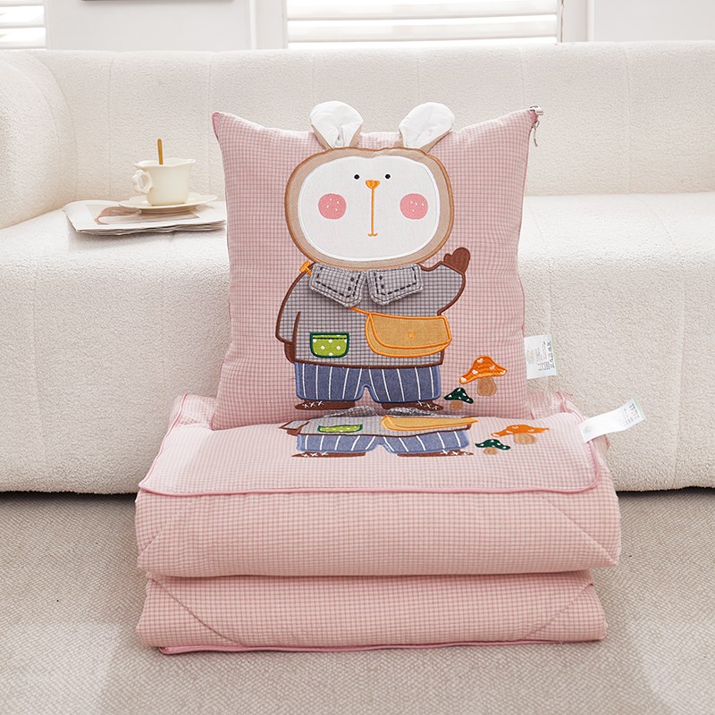 新款卡通全棉抱枕被子两用办公室午睡空调毯汽车宿舍折叠靠垫