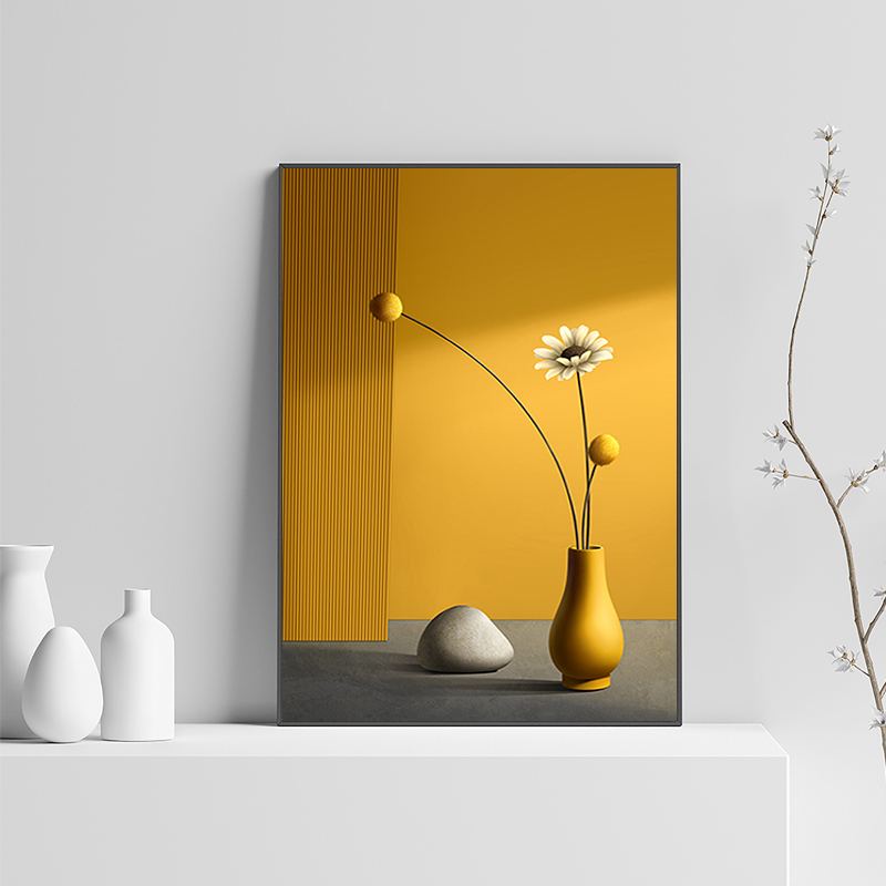 花朵宅寂风装饰画沙发背景卧室客厅餐厅花瓶现代简约挂画床头壁画