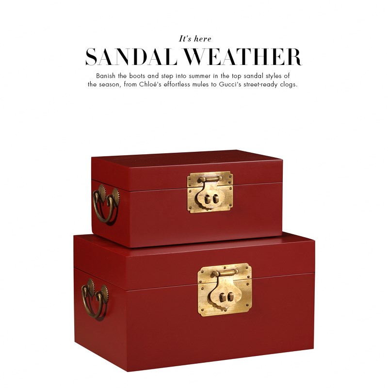 中式样板房售楼处软装饰品中国红收纳盒珠宝首饰盒实木漆器摆件