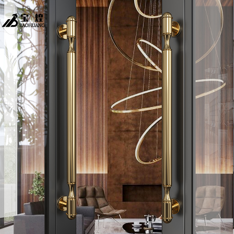 现代极简约玻璃门拉手加厚不锈钢定制酒店商铺推拉实木门把手黑色