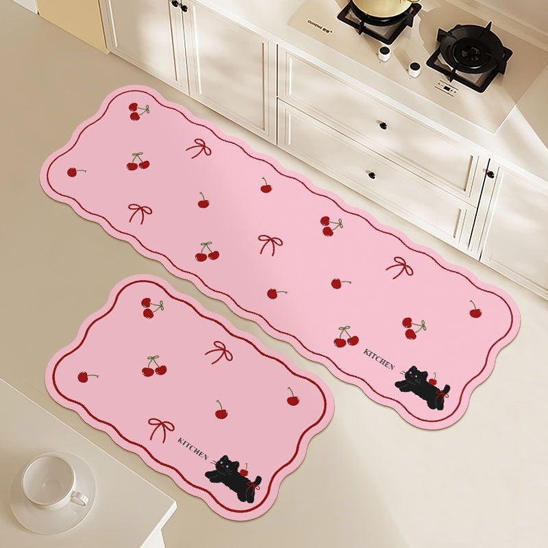 可爱卡通硅藻泥厨房地垫长条大小块吸水防滑厨房地毯地垫易打理