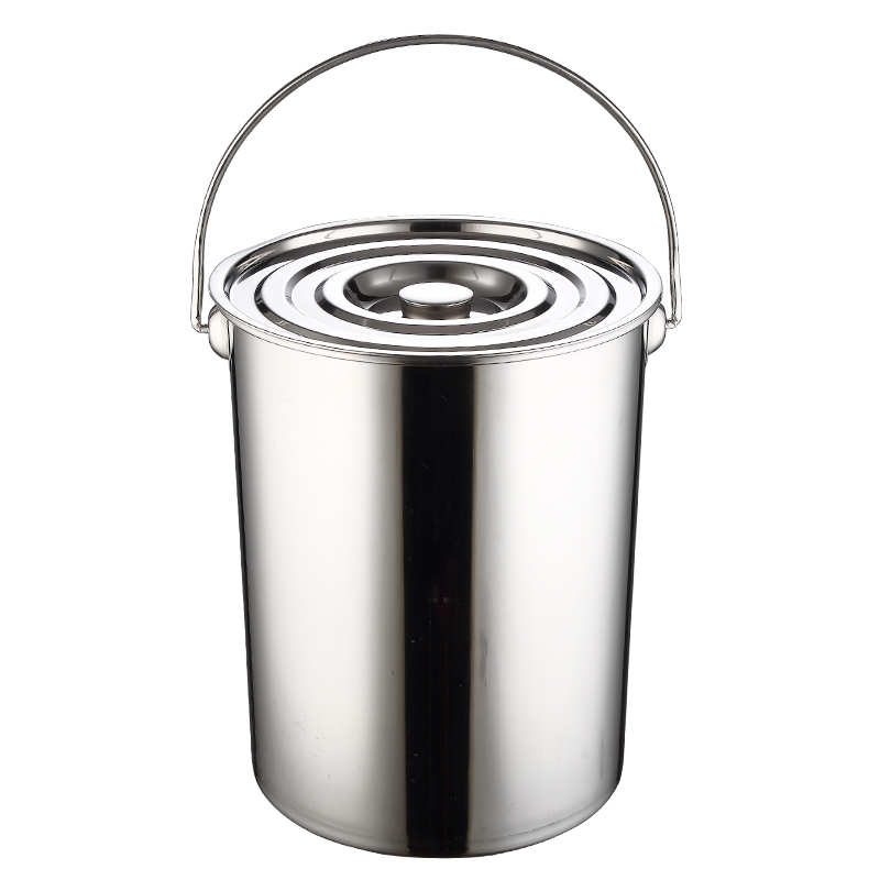 不锈钢桶提桶提水桶带盖圆桶拎水桶加厚汤桶商用特厚30cm
