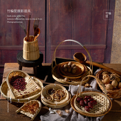 拍摄食品竹编筐拍照道具