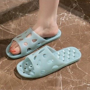 情侣漏水速干拖鞋水晶浴室夏天防滑居家凉鞋男女士洗澡按摩一字拖