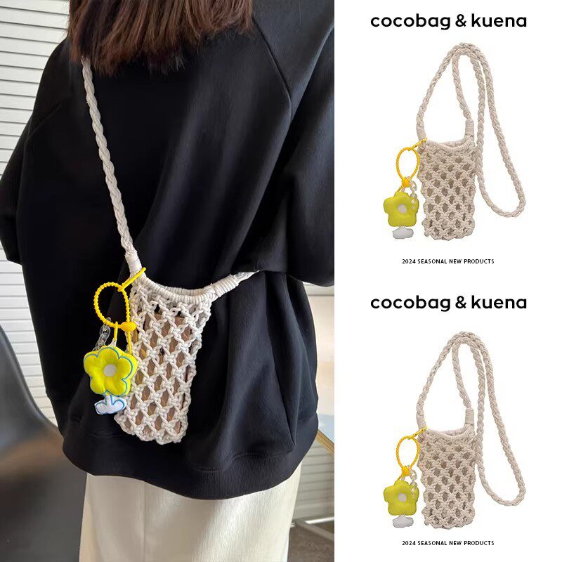 夏日小巧精致小包包女2026新款复古小众迷你斜挎手机包镂空编织包