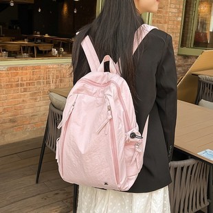 纯色大容量旅行背包学院风轻便双肩包女初高中生上课通勤电脑书包