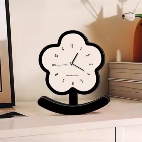 时钟摆台式客厅创意静音花朵卧室床头摆放桌面摆件钟表餐厅装饰画图片