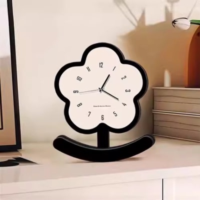 时钟摆台式客厅创意静音花朵卧室床头摆放桌面摆件钟表餐厅装饰画