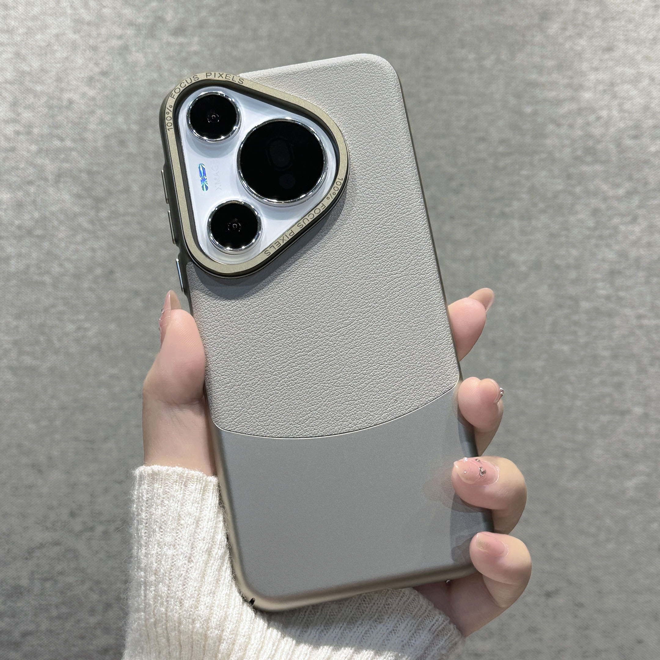 钢码大孔镜头框 高档素皮拼接壳