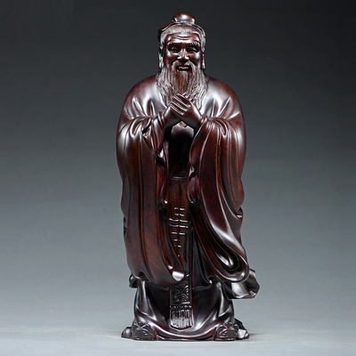 适用黑檀实木孔子木雕人像摆件文圣人孔夫子人物雕像教师节工艺礼