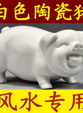 白色陶瓷猪摆件十二生肖动物小猪家居精雕可爱猪装饰吉祥物工艺品