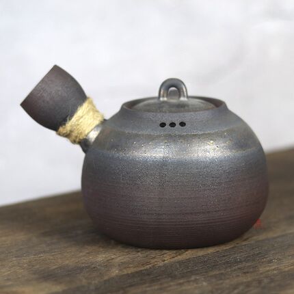 粗陶侧把壶单壶煮茶壶可明火加热烧水电陶炉干烧陶瓷壶办公室小型