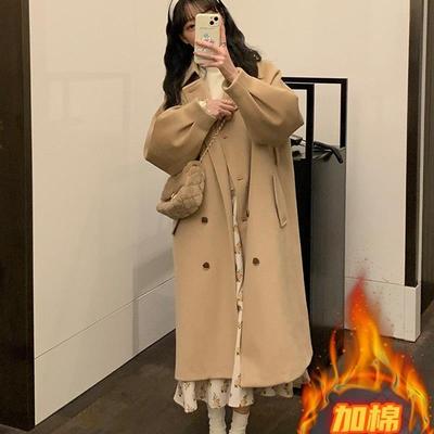 奶咖色毛呢外套女中长款2025冬新款小个子韩系高级感加厚呢子大衣