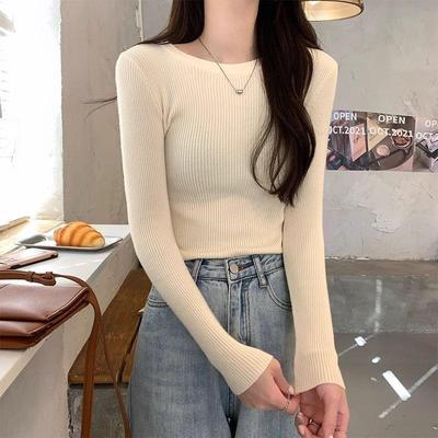 针织打底衫女秋冬季加绒加厚修身设计感毛衣内搭一体绒高级感上衣