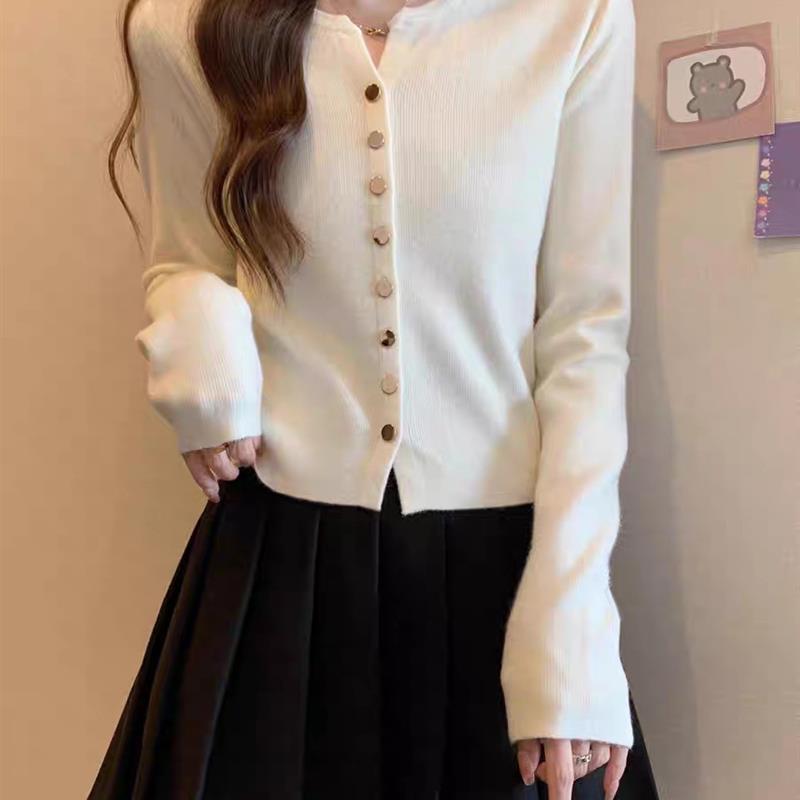 包芯纱长袖针织衫女2025春秋新款毛衣小个子洋气减龄洋气显瘦上衣