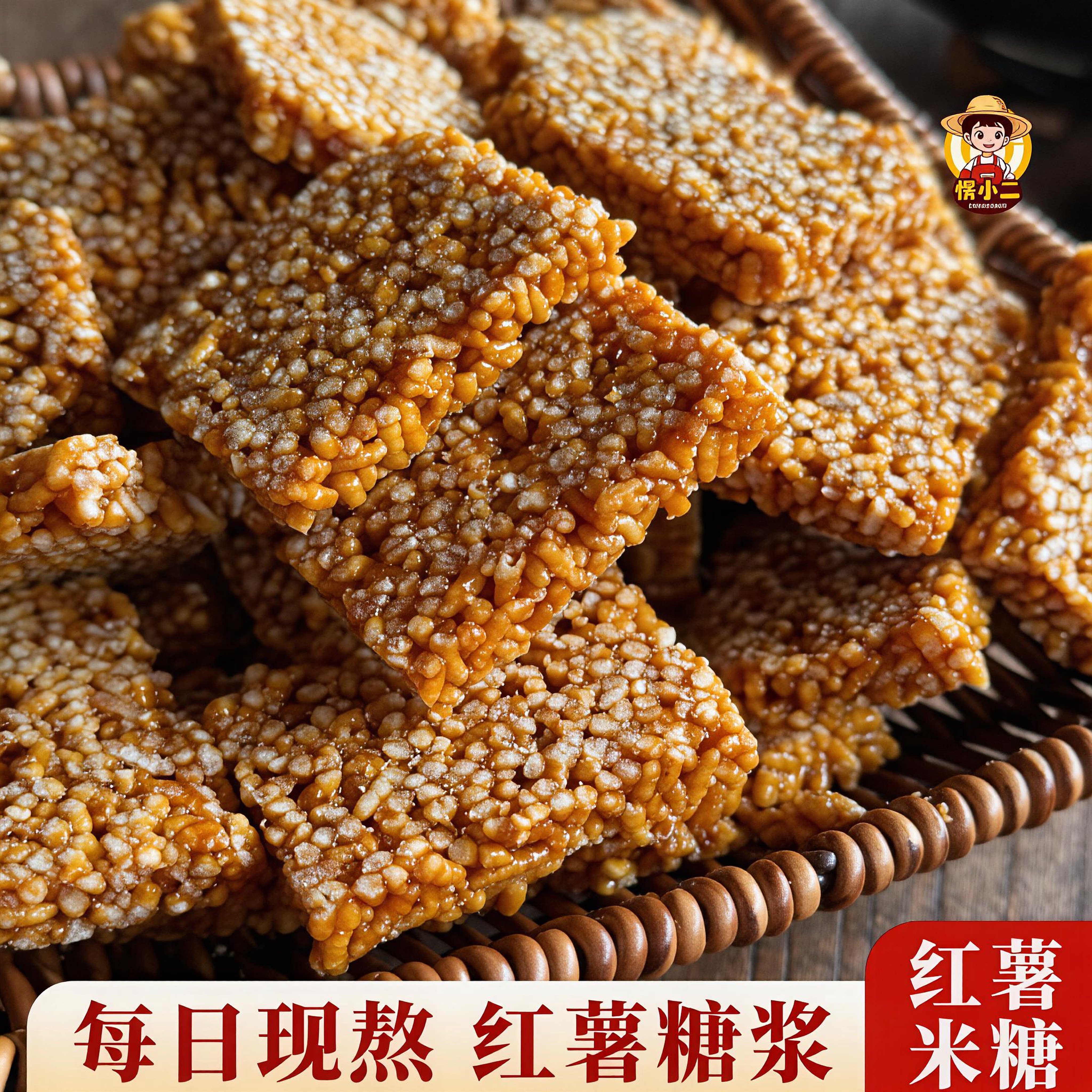 愣小二徽州特产红薯米糖花生酥老式手工米糖坚果酥花生糖怀旧零食