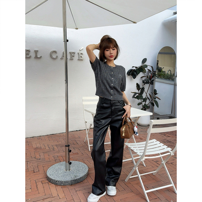 高级感休闲高腰显瘦皮裤女