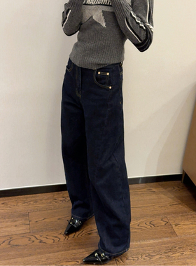 ASBR 原C！设计师款复古百搭显瘦弹力水洗皮口袋牛仔直筒裤25冬新