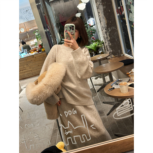 SusanLin【阿咪自留款】100%羊毛雪花点子纱粗针夹花针织套装26春