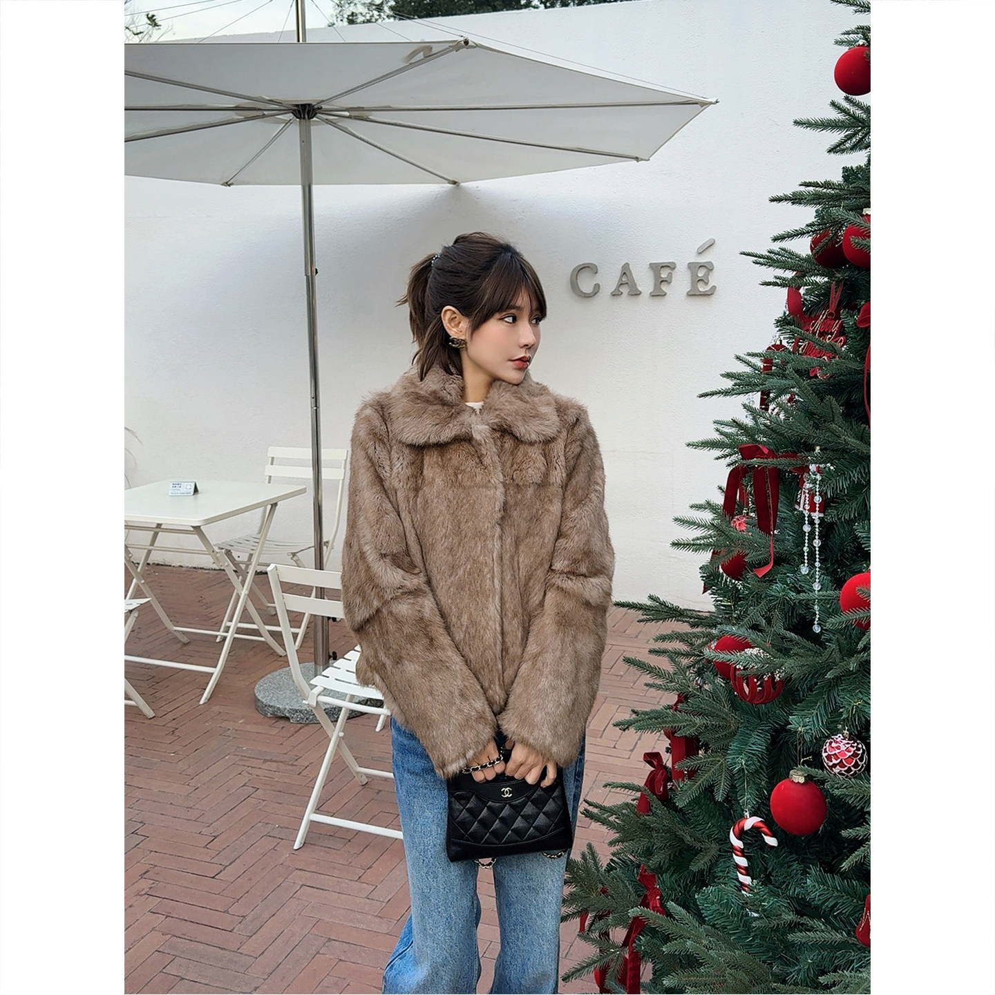 ASBR【星光摩卡】定染中古霜色兔毛皮草外套天然裘皮上衣25冬新款,女装/女士精品,皮草,淘宝优惠券,粉丝福利购,淘宝优惠卷