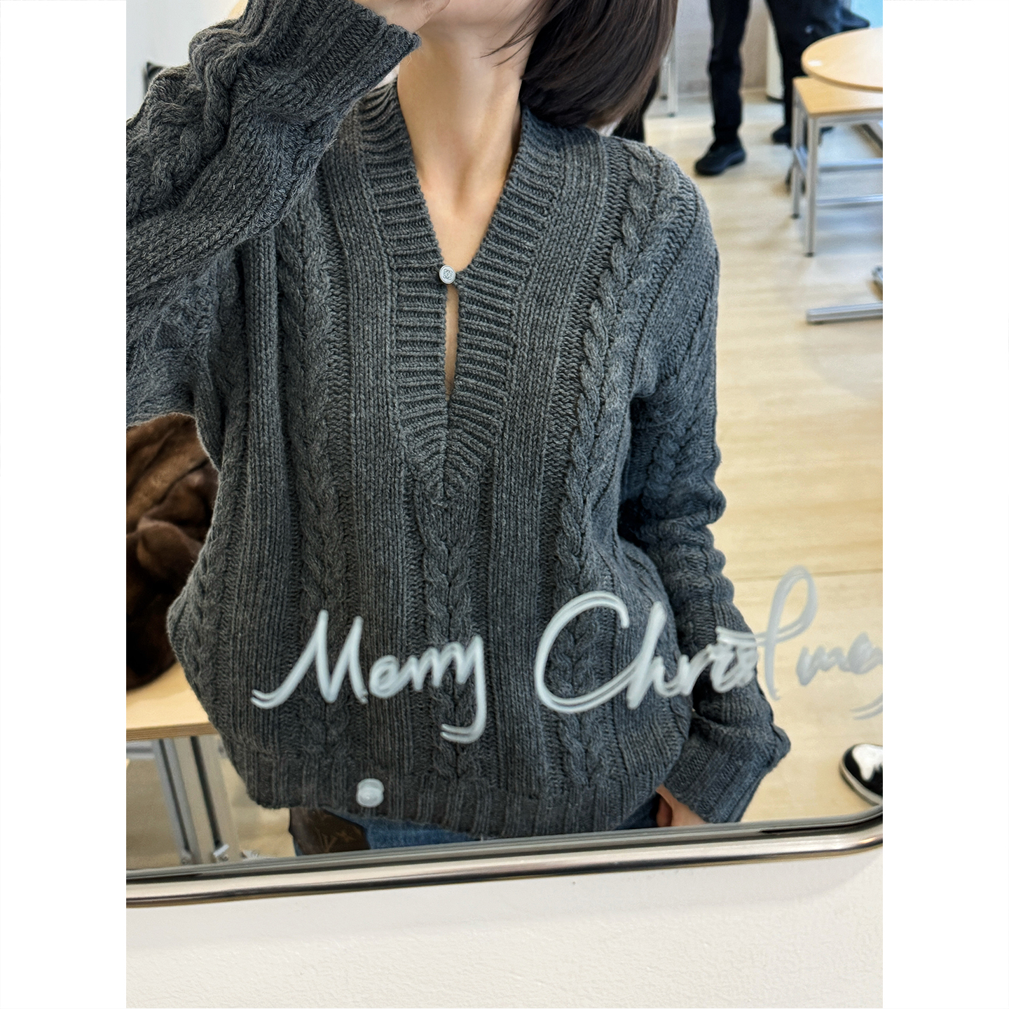 100美莉诺羊毛高级灰粗花针织