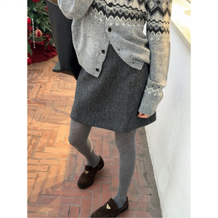 ASBR 原C料！100%绵羊毛短款高级感半身裙25冬新款经典高腰微喇叭