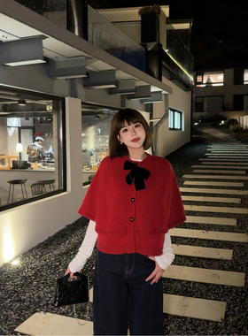 ASBR 原C纱【赵露思同款】100%绵羊毛宫廷千金风斗篷针织外套26春