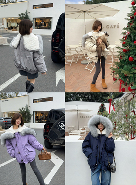 ASBR 原C！90白鹅绒小飞侠保暖羽绒服25冬新款貉子毛毛领夹克外套