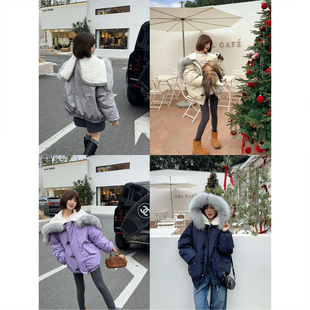 貉子毛毛领夹克外套 90白鹅绒小飞侠保暖羽绒服25冬新款 ASBR 原C