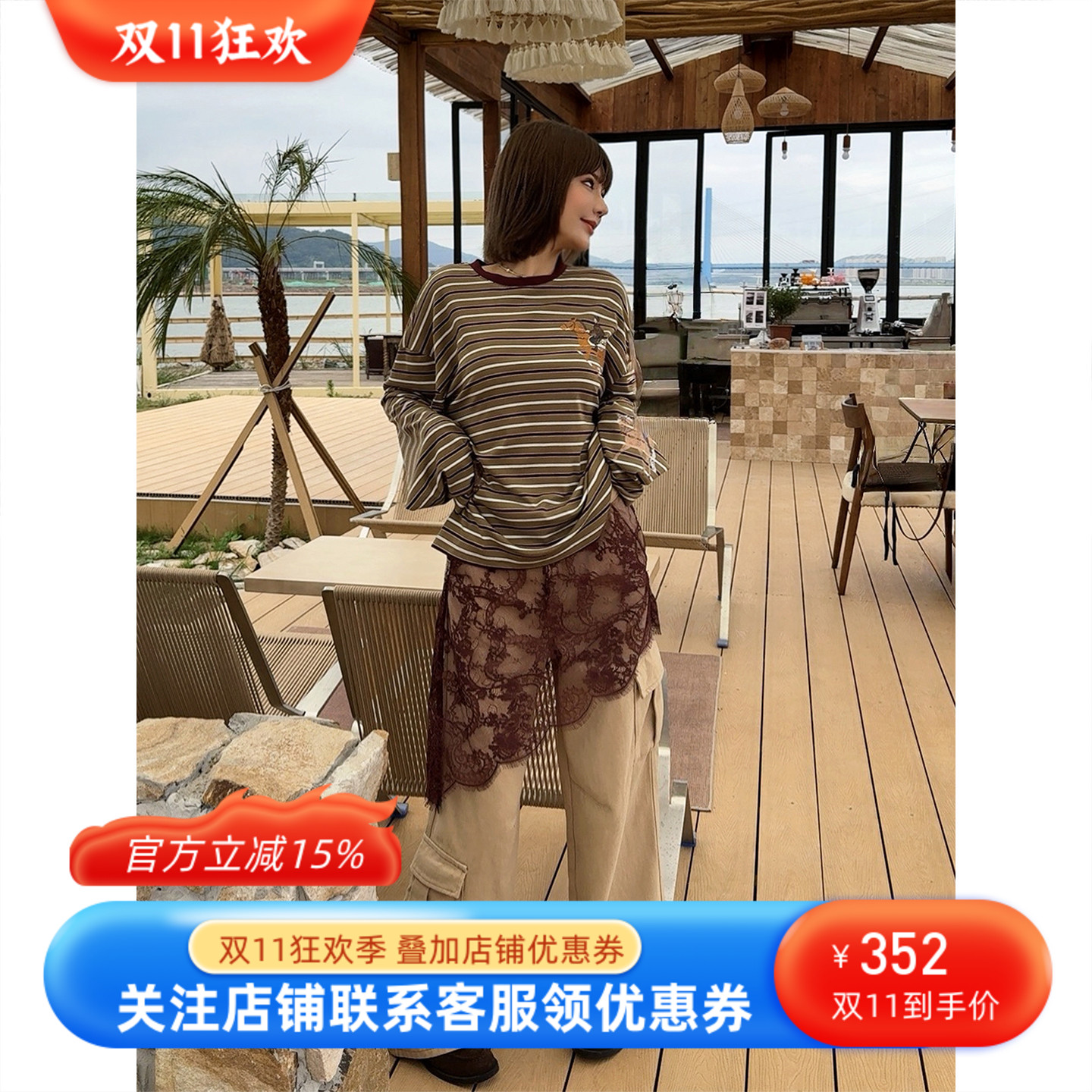 复古巴恩风工装休闲裤屁帘牛仔裤