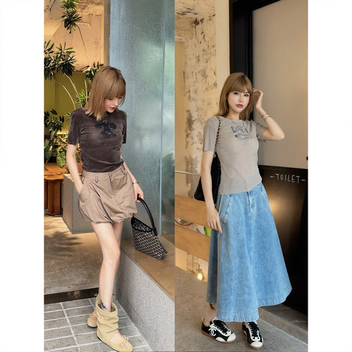 ASBR 原C料【韩漫身材Tee】植绒修身舒适正肩短袖T恤女26夏季新款