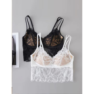 ASBR 真丝文胸性感蕾丝拼接无钢圈内衣背心女纯欲网纱 明星同款