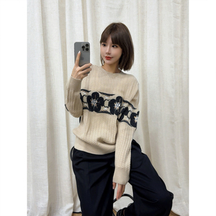 2.3【非7天,NO退NO换,介意者勿下单】绵羊毛混纺复古提花针织衫