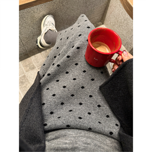 浪漫复古波点直筒针织半裙25冬新 细腻亲肤羊绒羊毛法式 ASBR 原C