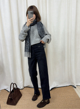 ASBR 原C料！小个子厚实棉感九分锥型裤25冬新款修身牛仔裤小脚裤