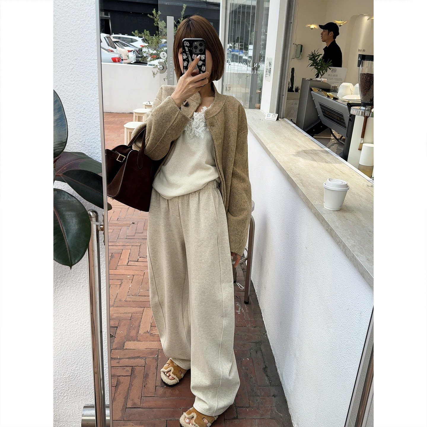 羊毛双面绒松紧绳营刀厚实休闲裤