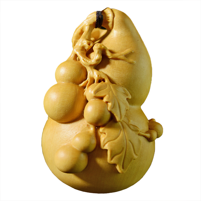 小叶黄杨木雕葫芦汽车挂件手把件福禄满堂男文玩工艺礼品拇指把玩