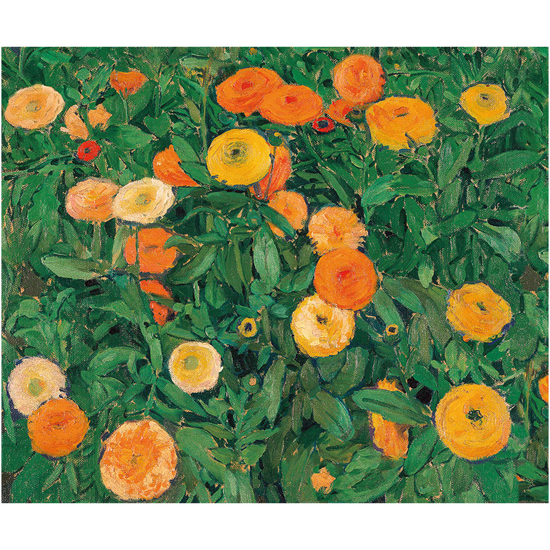 暖藻 金盏花入户门地垫可裁剪pvc进门口皮革脚垫油画花卉玄关地毯