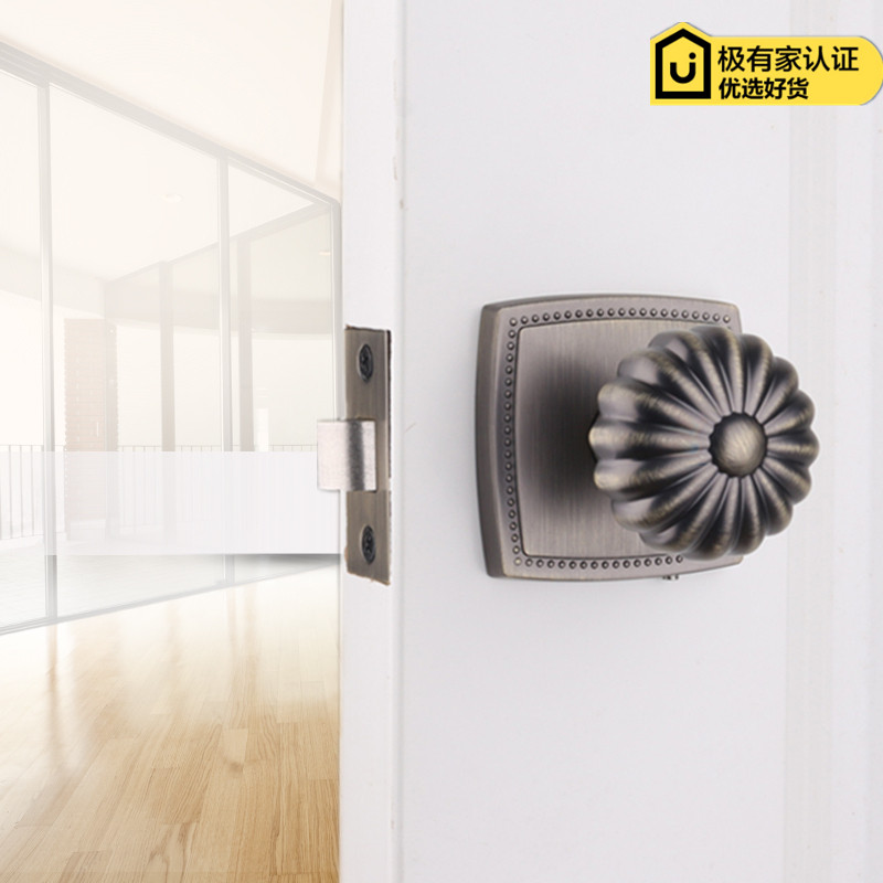 依佰利青古铜南瓜球形锁美式金色轻奢室内法式卫生间静音浴室门锁