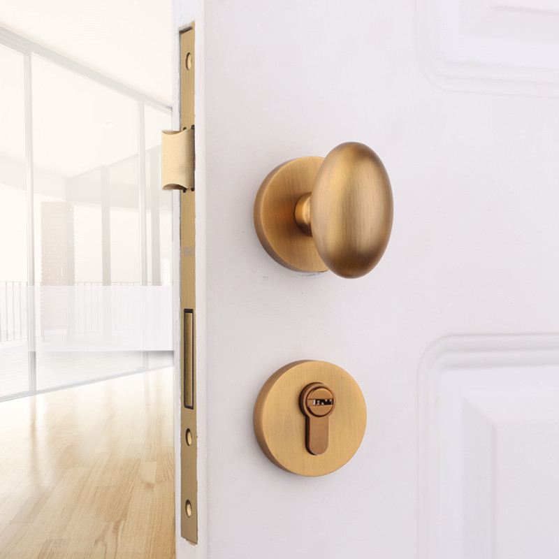 依佰利美式门锁仿古铜球形锁青古房门锁欧式椭圆鸭蛋球锁静音门锁