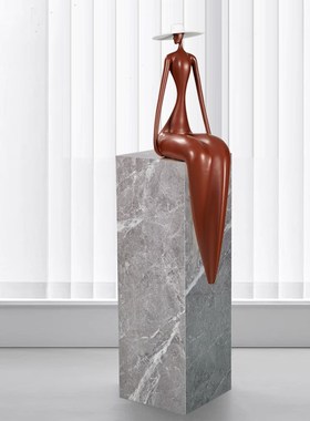 大理石底座摆台基座大型落地雕塑墩子酒店电视柜旁摆件装饰品展示