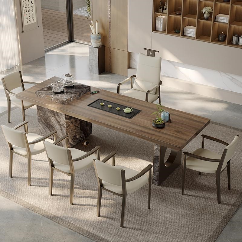 轻奢现代简约岩板茶桌意式极简茶台茶椅组合别墅家用客厅阳台茶桌