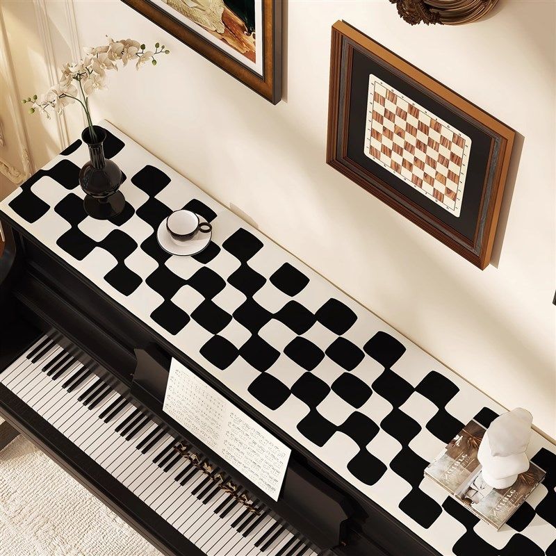 法式钢琴罩桌旗钢琴盖布轻奢高级感电子琴防尘琴罩半包遮盖布